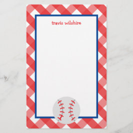 Gingham Baseball Personlig Stationery
