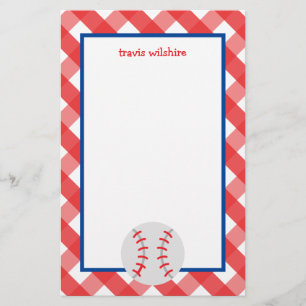 Gingham Baseball Personlig Stationery