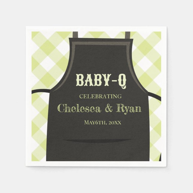 Gingham BBQ Baby shower  Pappersservett (Framsidan)