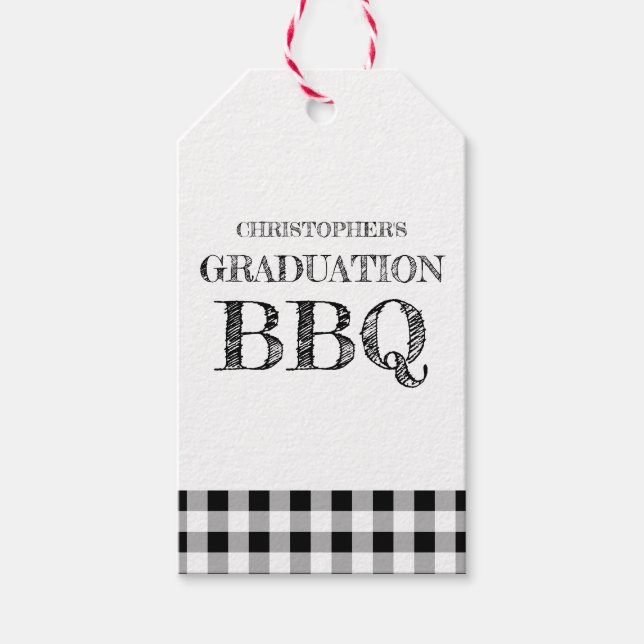Gingham BBQ för examen Presentetikett (Framsidan)