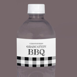 Gingham BBQ för examen Vattenflaskor Etikett