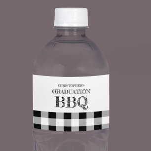 Gingham BBQ för examen Vattenflaskor Etikett