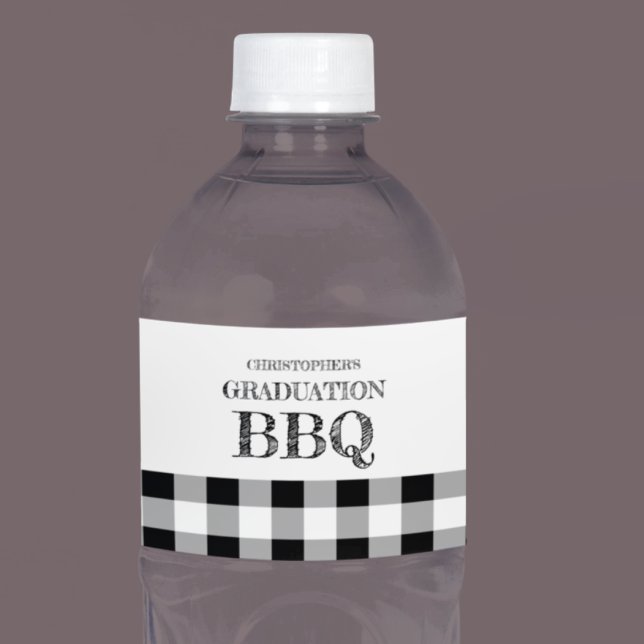 Gingham BBQ för examen Vattenflaskor Etikett (Skapare uppladdad)