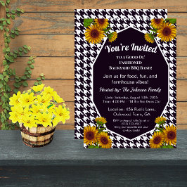 Gingham BBQ Inbjudan Farmhouse Backyard Party