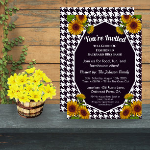 Gingham BBQ Inbjudan Farmhouse Backyard Party