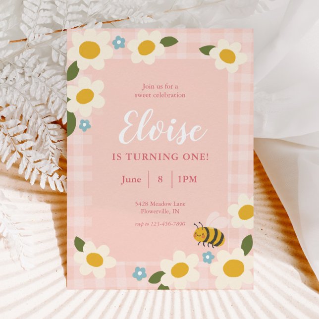 Gingham Bee & Daisys Birthday Inbjudningar (Skapare uppladdad)