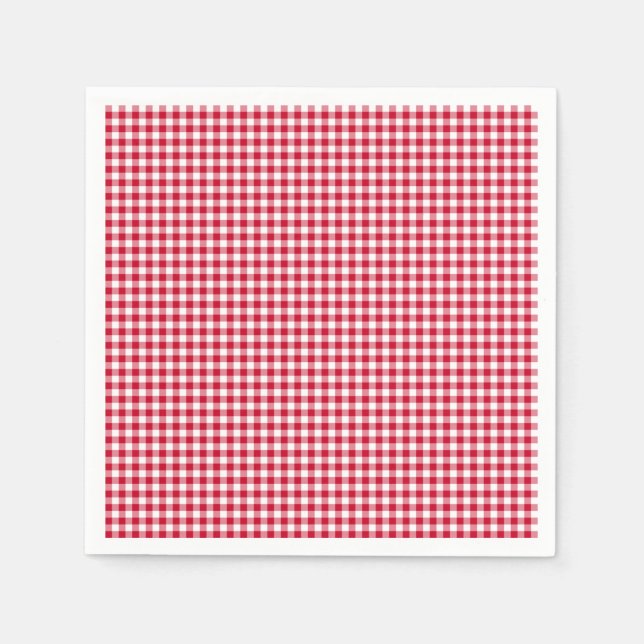 Gingham-Berry-Red-Papper Napkins Pappersservett (Framsidan)