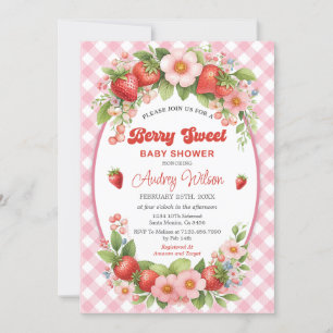 Gingham Berry Sweet Baby Shower-inbjudan Inbjudningar