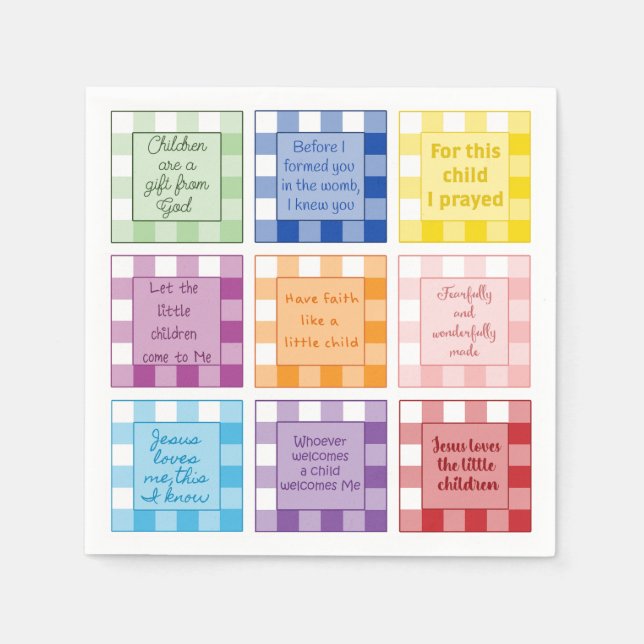 Gingham Bible verses Baby Shower Pappersservett (Framsidan)