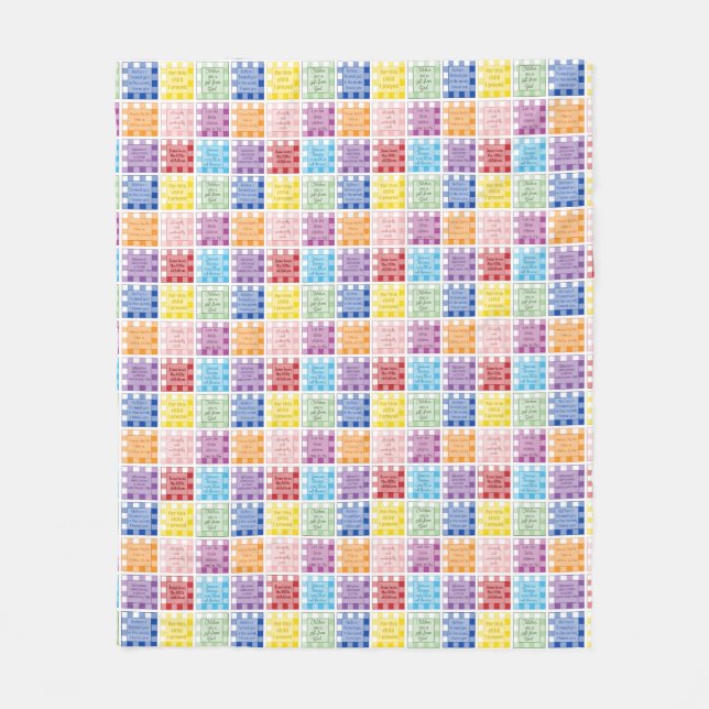 Gingham Bible verses om barn spädbarn Fleecefilt (Framsidan)