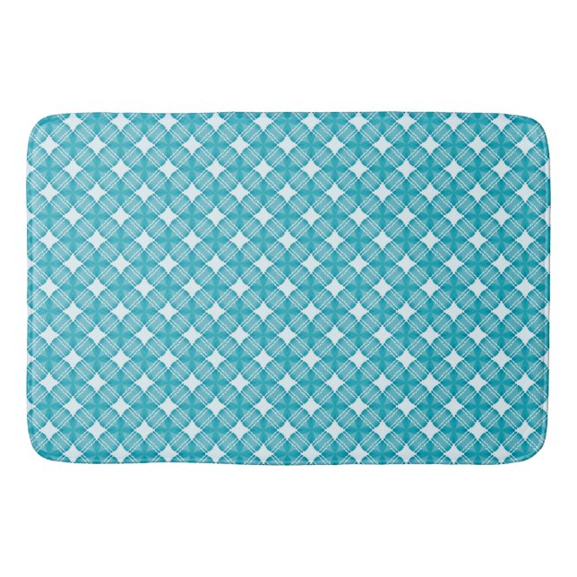 Gingham blå och vit badrumsmatta (Framsidan)