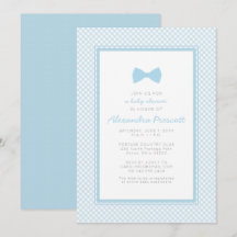 Gingham blå slips baby shower