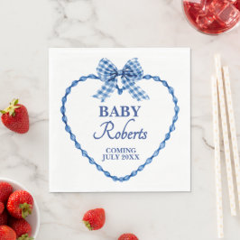 Gingham Blue Boy Baby Shower Pappersservett