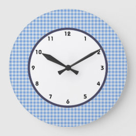 gingham blue och white check klocka