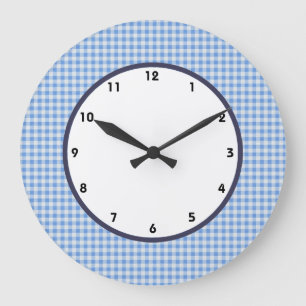 gingham blue och white check klocka