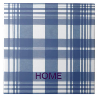 Gingham Blue och white Kakelplatta