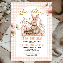 Gingham Boho Floral Easter Bunny Baby Shower Inbjudningar