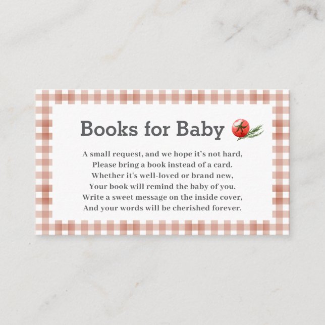 Gingham Books för baby Baby Shower Tilläggskort (Framsida)