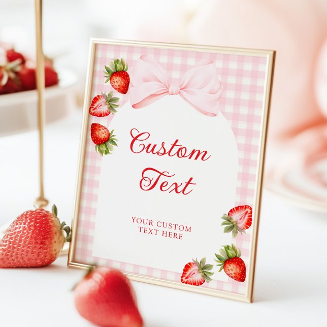 Gingham Bow Strawberry Table Sign Poster (Skapare uppladdad)