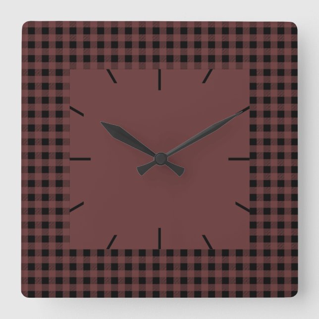 Gingham Brown och Black Fyrkantig Klocka (Framsida)
