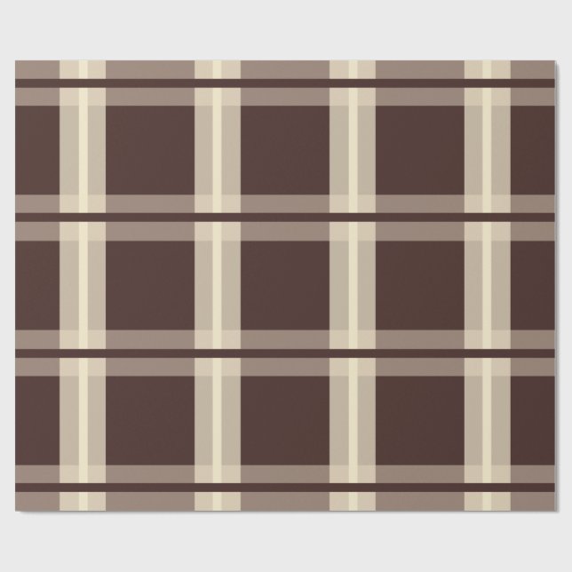Gingham | Brun & Beige Presentpapper (Platt)