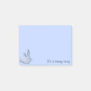 gingham bunny - blå post-it block