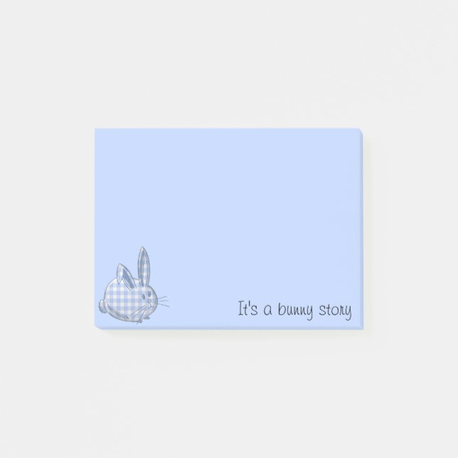 gingham bunny - blå post-it block (Framsida)