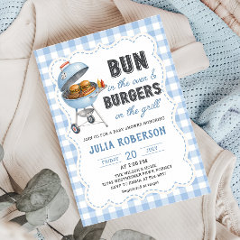 Gingham Burger BBQ Bebis Shower Inbjudan