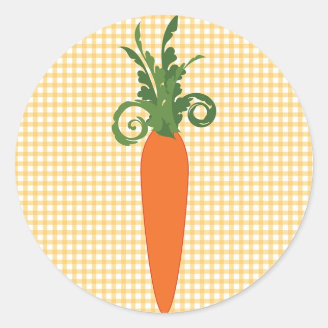 Gingham Carrot Sticker Runt Klistermärke (Framsida)
