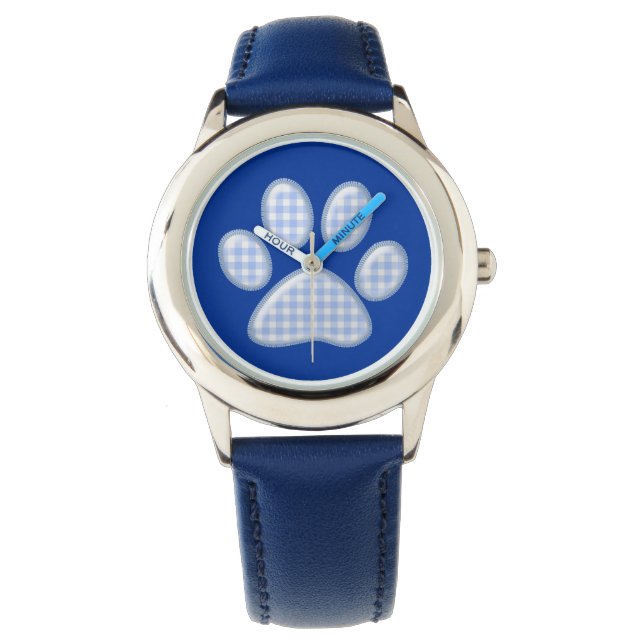 gingham cat tass - blue armbandsur (Framsida)