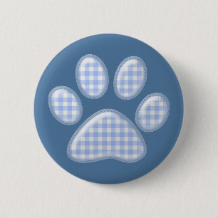 gingham cat tass - blue knapp