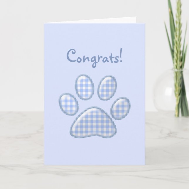 gingham cat tass - blue kort (Framsida)