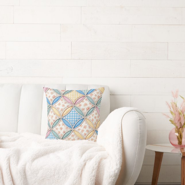 Gingham Cathedral Window Quilt Design Kudde (Soffa)