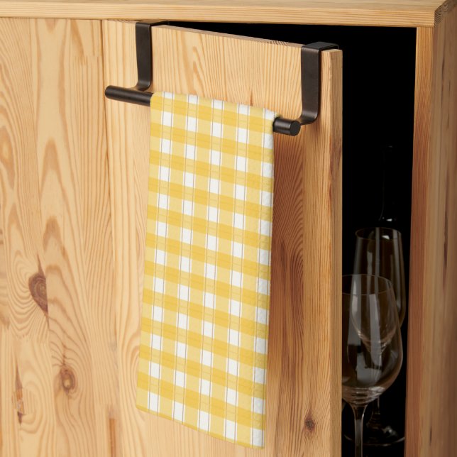 Gingham Charm Gul Kökshandduk (Thirds Fold)