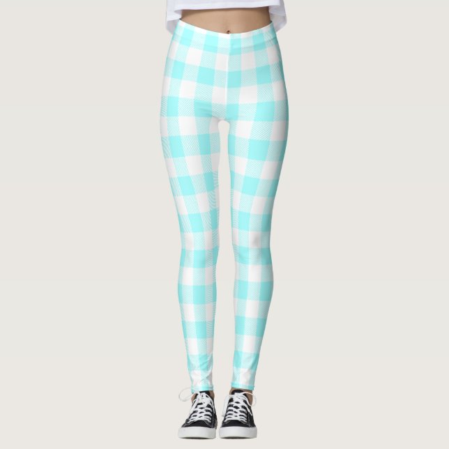 Gingham Check Light Blue Leggings (Framsida)
