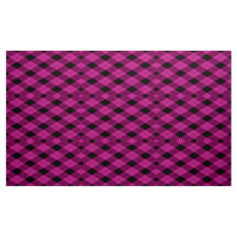 Gingham Check Magenta och Black Mönster Fabric Tyg