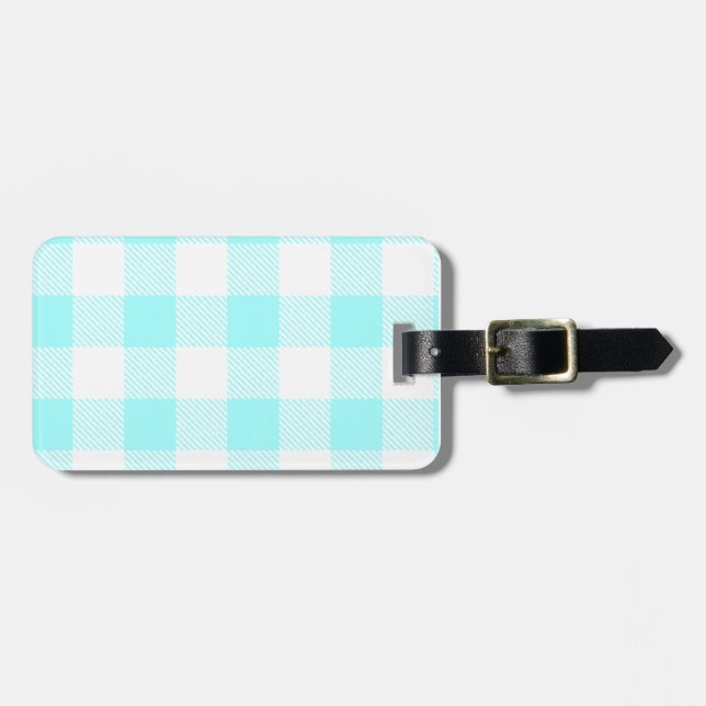 Gingham Check Mönster (ljusblå) Bagagebricka (Horisontell Framsida)