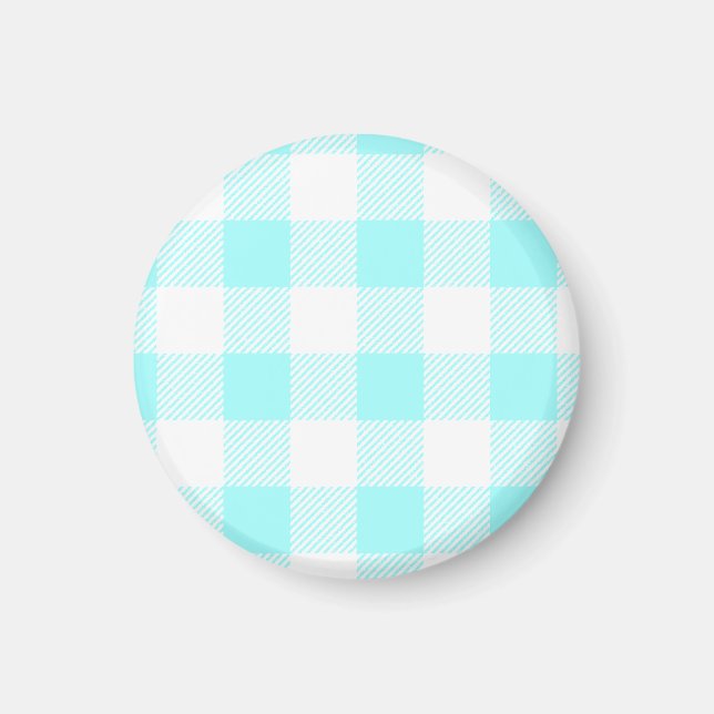 Gingham Check Mönster (ljusblå) Magnet (Framsidan)