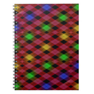 Gingham Check Multicolor Mönster Anteckningsbok Med Spiral