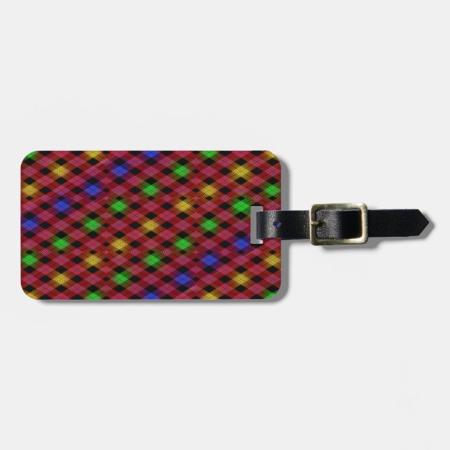 Gingham Check Multicolor Mönster Bagagebricka (Horisontell Framsida)