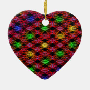 Gingham Check Multicolor Mönster Julgransprydnad Keramik