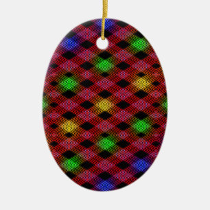 Gingham Check Multicolor Mönster Julgransprydnad Keramik
