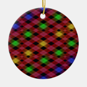 Gingham Check Multicolor Mönster Julgransprydnad Keramik