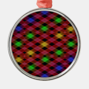 Gingham Check Multicolor Mönster Julgransprydnad Metall