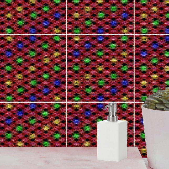 Gingham Check Multicolor Mönster Kakelplatta (Gingham Check Multicolored Pattern Ceramic Tile)