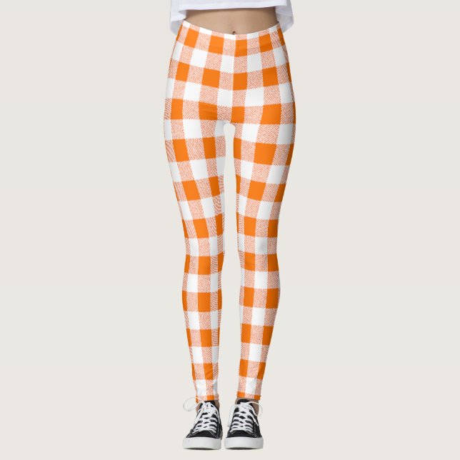 Gingham Check Orange Leggings (Framsida)