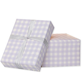 Gingham Check Pastel Lilac Lila Cream Presentpapper