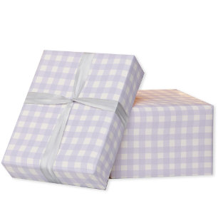 Gingham Check Pastel Lilac Lila Cream Presentpapper