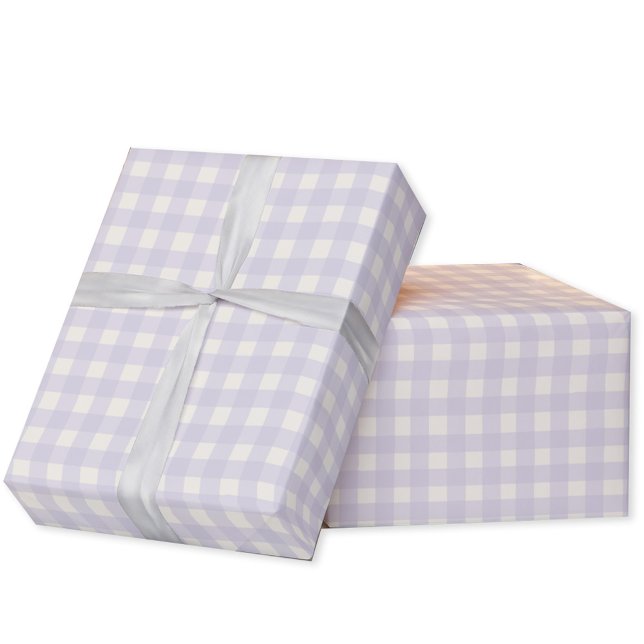 Gingham Check Pastel Lilac Lila Cream Presentpapper (Pastel lilac purple gingham check gift wrapping paper roll)