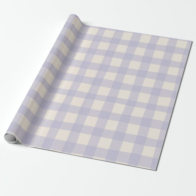 Gingham Check Pattern with White Speckles Presentpapper (Utrullad)